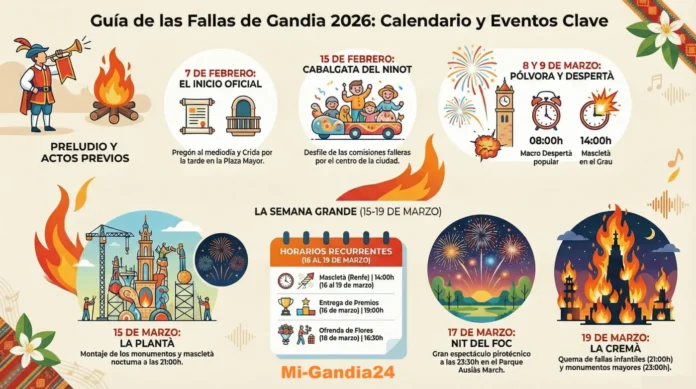 Crida y Pregó de las Fallas de Gandia 2026