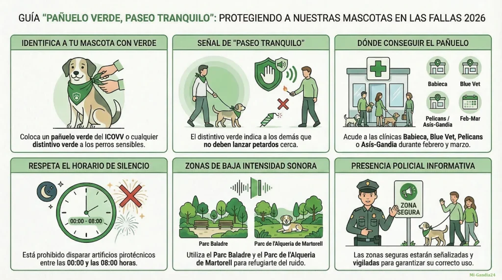Pañuelo Verde en Gandia Fallas 2026