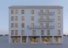 El centro histórico de Gandia impulsa su oferta urbana: arrancan las obras del Hotel Sofía Fachada de un edificio blanco de cinco plantas con balcones y locales comerciales en la planta baja