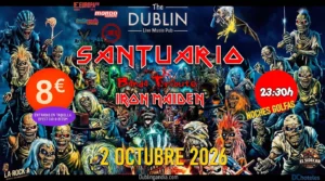 Santuario, banda tributo a Iron Maiden en The Dublin Live Music Pub. 2 de octubre de 2026, 23:30 h. Entrada: 8 €