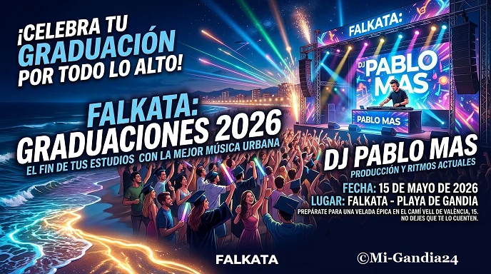 Falkata Graduaciones 2026 con DJ Pablo Mas Playa de Gandia