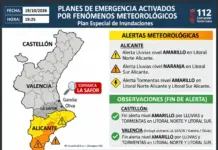 Alertas meteorológicas en la Comunitat Valenciana Mapa de emergencias de la Comunitat Valenciana: alertas naranja y amarilla por lluvias y tormentas en Alicante, y fin de alerta en Castellón y Valencia