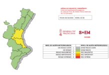 Aviso amarillo por lluvias en el litoral sur de Valencia: hasta 20 litros por metro cuadrado en una hora Aviso amarillo