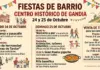 El Centro Histórico de Gandia recupera sus fiestas vecinales el 24 y 25 de octubre con tradición y gastronomía Programa de las Fiestas del Centro Histórico de Gandia, 24 y 25 de octubre: pasacalles, cena, romería, paella gigante y rifa