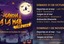 Halloween en la playa de Gandia Gandia a la Mar Halloween: programa de actividades del 31 de octubre y 1 de noviembre en la playa de Gandia con fitness, yoga, juegos y animación